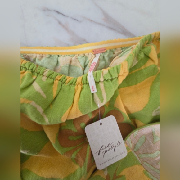 Free People Devella Printed Lemon Combo Tube Top Tropical Blouse - Picture 5 of 6